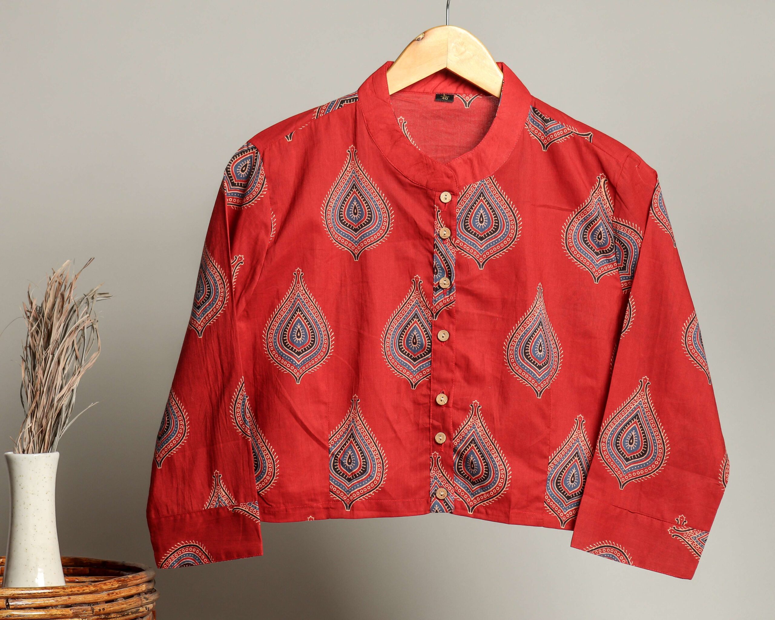 Handmade Block Print Cotton for Women ? Ethnic Floral Printed Top with Long Sleeves